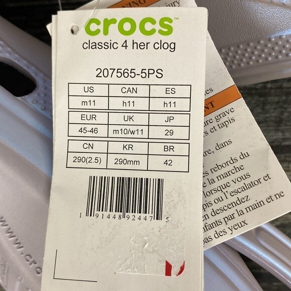Crocs Women’s Gray Slip On Classic Clog Shoes 11 NEW - Picture 6 of 7